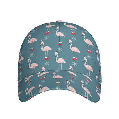 Christmas Snowy Flamingo Pattern Print Baseball Cap
