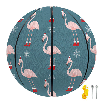 Christmas Snowy Flamingo Pattern Print Basketball