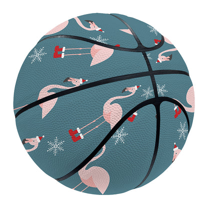 Christmas Snowy Flamingo Pattern Print Basketball