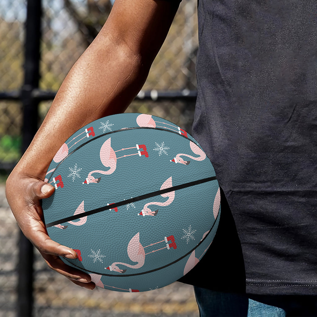 Christmas Snowy Flamingo Pattern Print Basketball