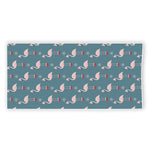 Christmas Snowy Flamingo Pattern Print Beach Towel