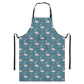 Christmas Snowy Flamingo Pattern Print Bib Apron With Pocket