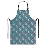 Christmas Snowy Flamingo Pattern Print Bib Apron With Pocket