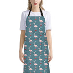 Christmas Snowy Flamingo Pattern Print Bib Apron With Pocket