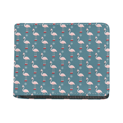 Christmas Snowy Flamingo Pattern Print Bifold Wallet