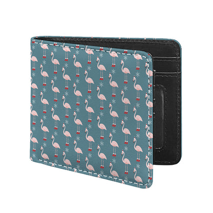 Christmas Snowy Flamingo Pattern Print Bifold Wallet