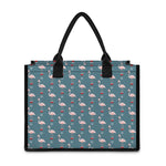 Christmas Snowy Flamingo Pattern Print Canvas Tote Bag