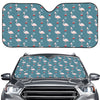 Christmas Snowy Flamingo Pattern Print Car Windshield Sun Shade