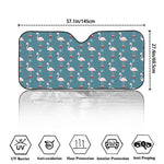 Christmas Snowy Flamingo Pattern Print Car Windshield Sun Shade