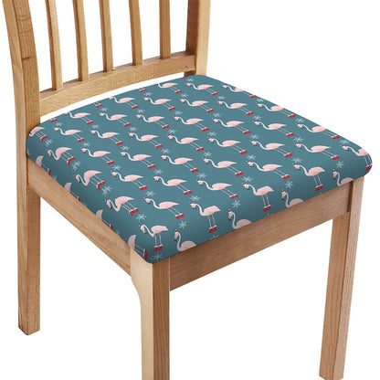Christmas Snowy Flamingo Pattern Print Chair Cushion Cover
