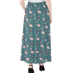 Christmas Snowy Flamingo Pattern Print Chiffon Maxi Skirt