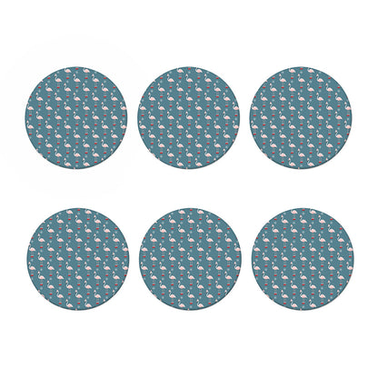 Christmas Snowy Flamingo Pattern Print Coaster Set