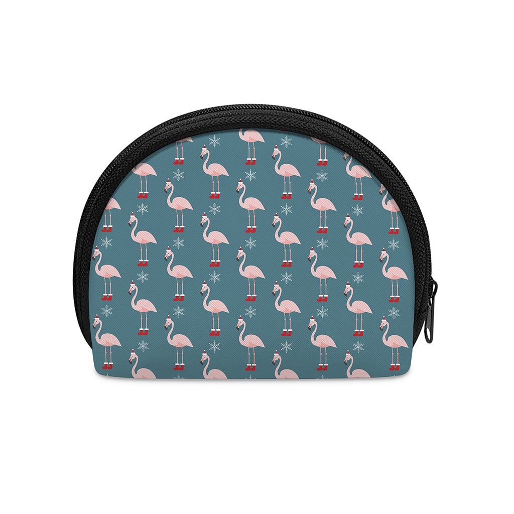 Christmas Snowy Flamingo Pattern Print Coin Purse