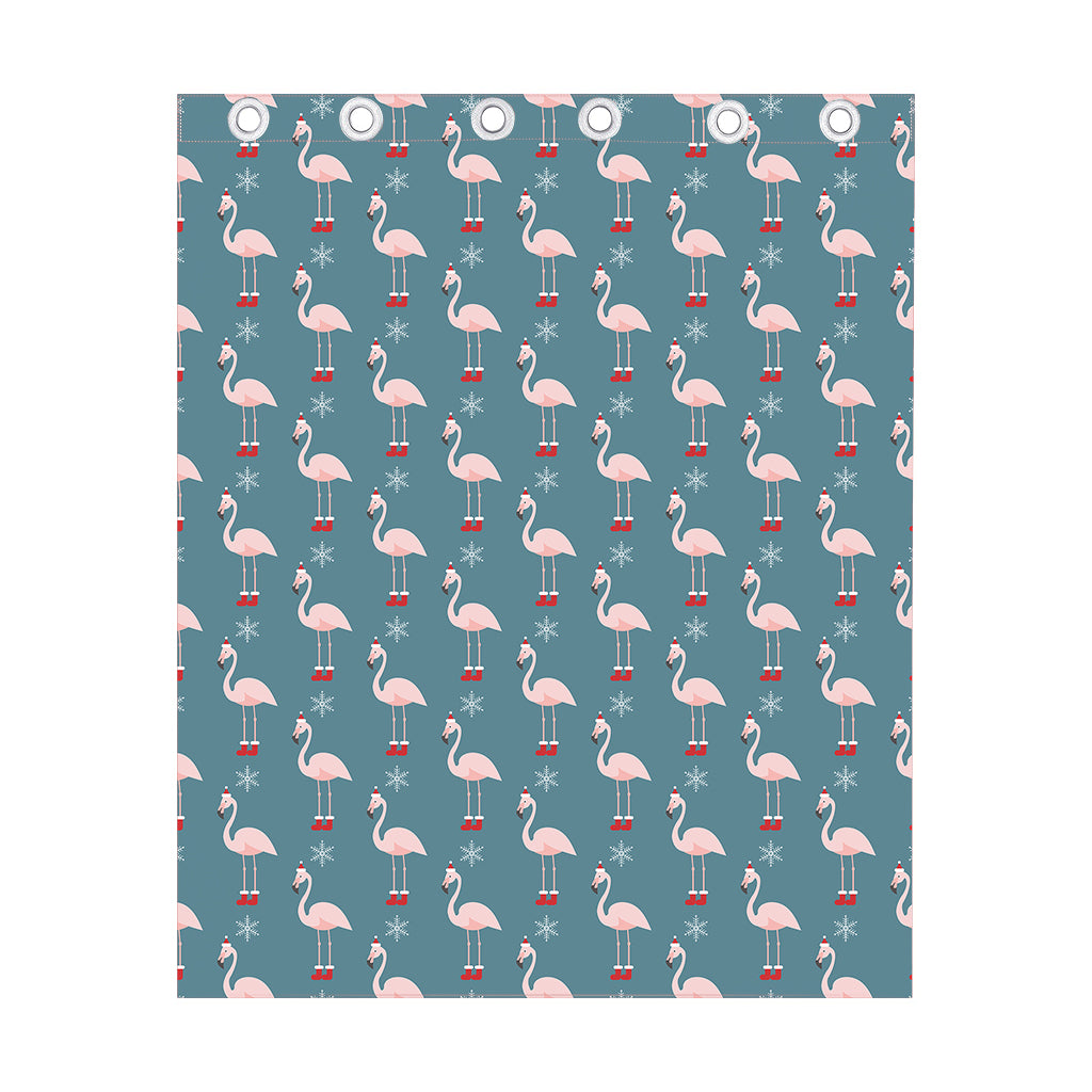 Christmas Snowy Flamingo Pattern Print Curtain