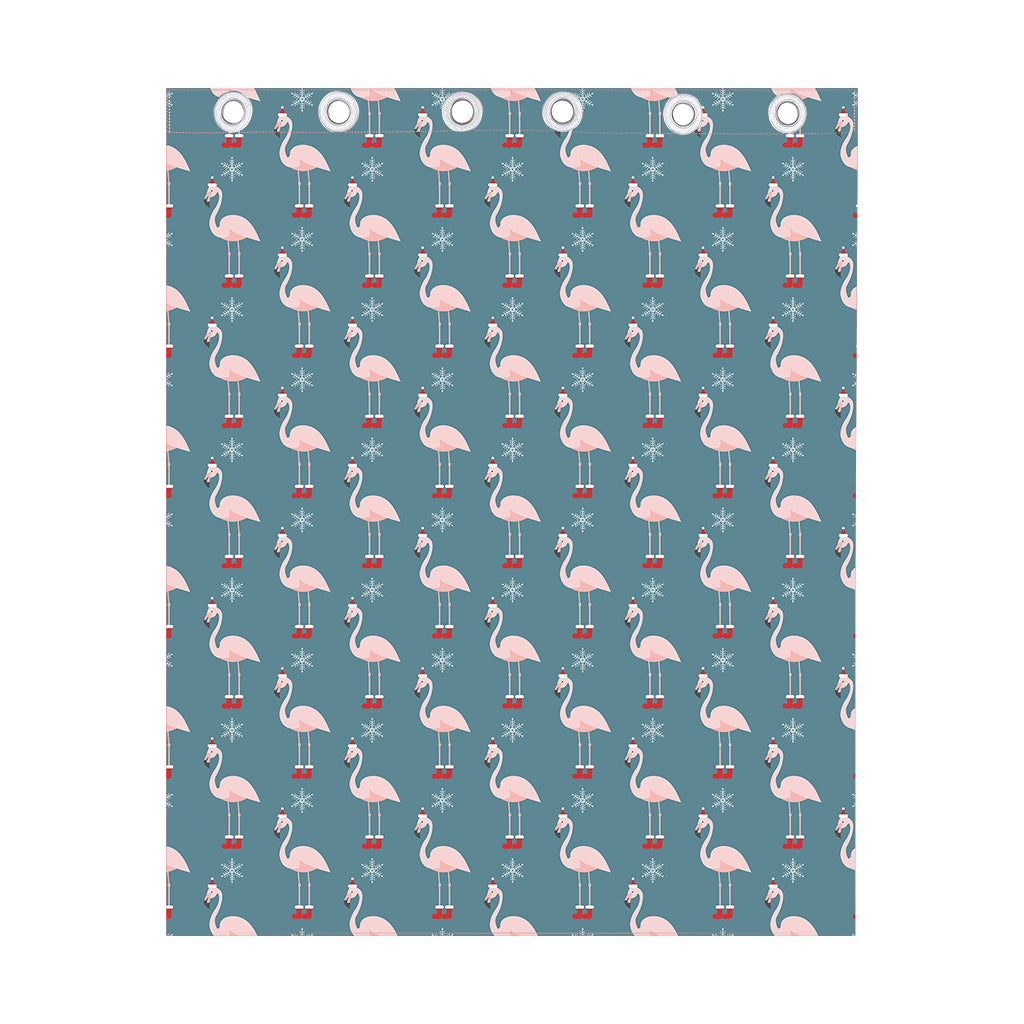 Christmas Snowy Flamingo Pattern Print Curtain