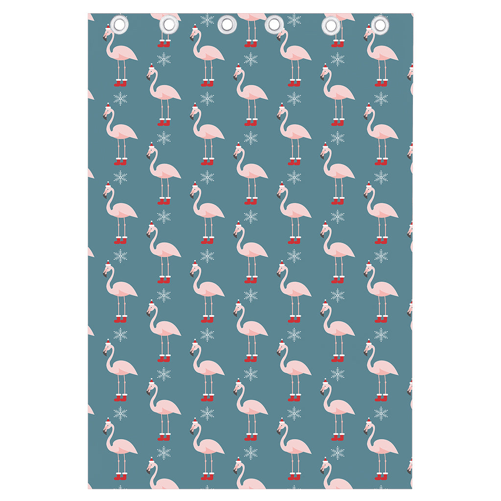 Christmas Snowy Flamingo Pattern Print Curtain