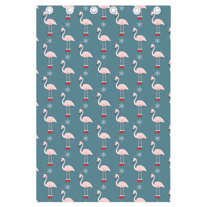 Christmas Snowy Flamingo Pattern Print Curtain