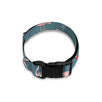 Christmas Snowy Flamingo Pattern Print Dog Collar