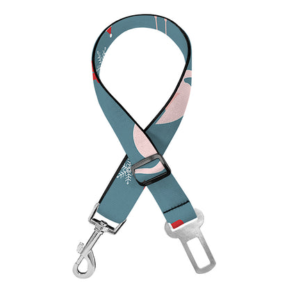 Christmas Snowy Flamingo Pattern Print Dog Seat Belt