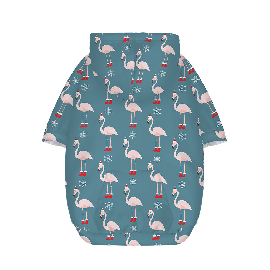 Christmas Snowy Flamingo Pattern Print Dog Zip Up Hoodie