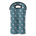 Christmas Snowy Flamingo Pattern Print Double Neoprene Wine Tote