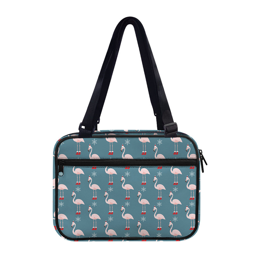 Christmas Snowy Flamingo Pattern Print Double Strap Bible Bag