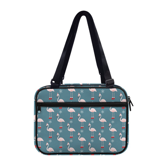 Christmas Snowy Flamingo Pattern Print Double Strap Bible Bag