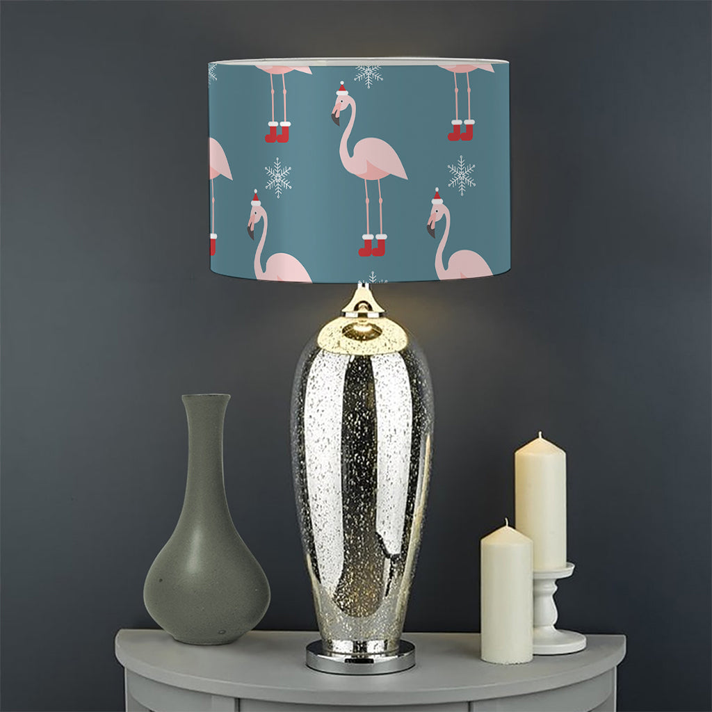 Christmas Snowy Flamingo Pattern Print Drum Lamp Shade