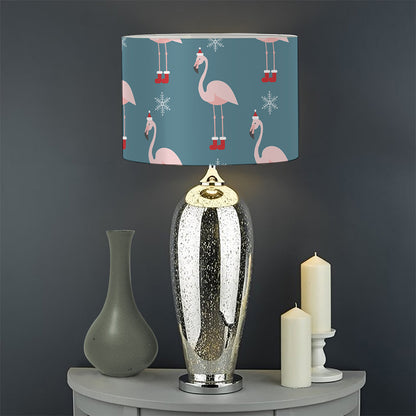 Christmas Snowy Flamingo Pattern Print Drum Lamp Shade