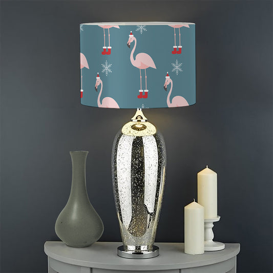 Christmas Snowy Flamingo Pattern Print Drum Lamp Shade