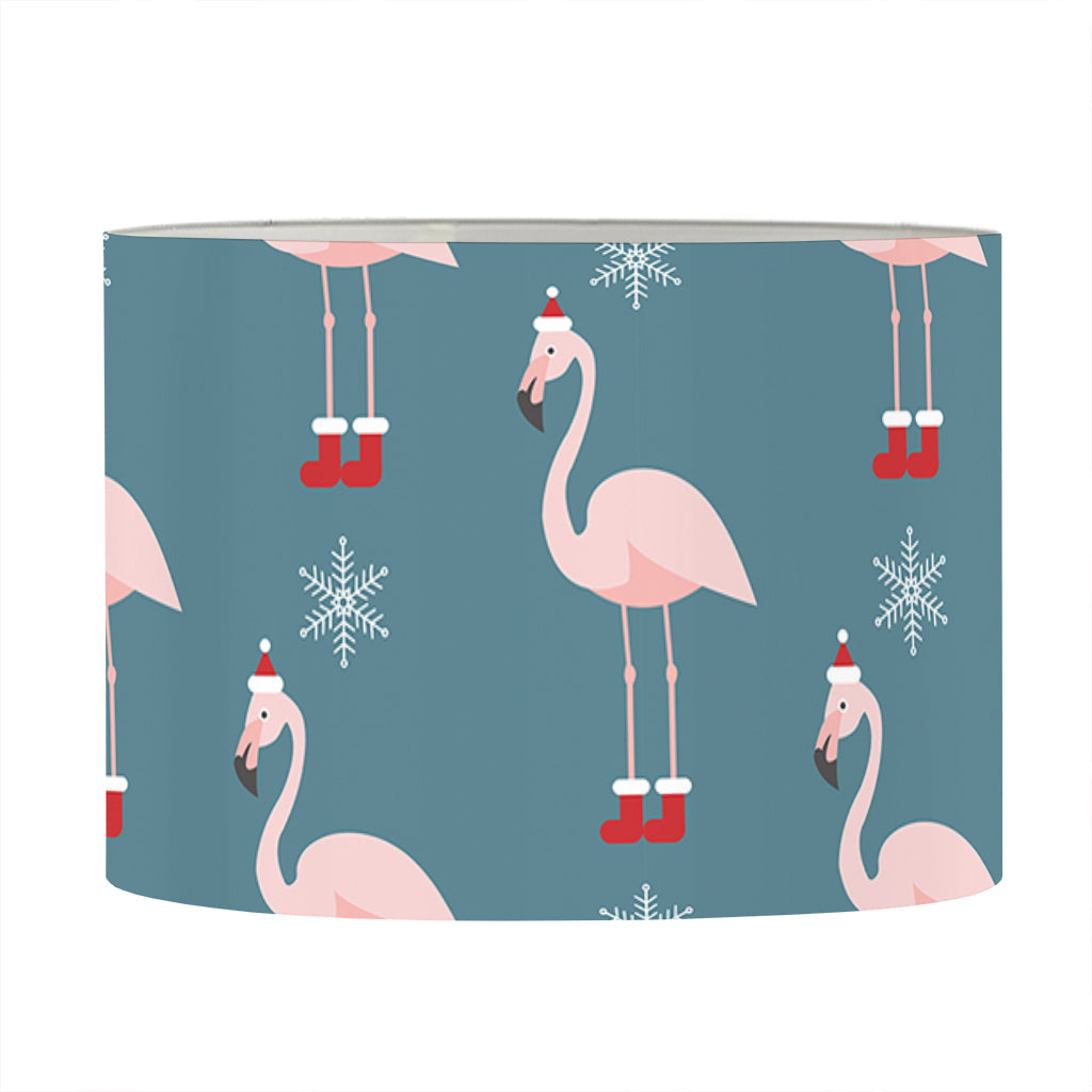Christmas Snowy Flamingo Pattern Print Drum Lamp Shade