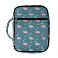 Christmas Snowy Flamingo Pattern Print Front Pocket Bible Bag
