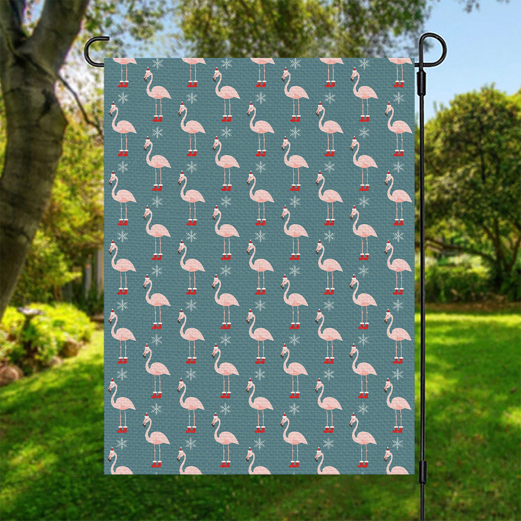 Christmas Snowy Flamingo Pattern Print Garden Flag
