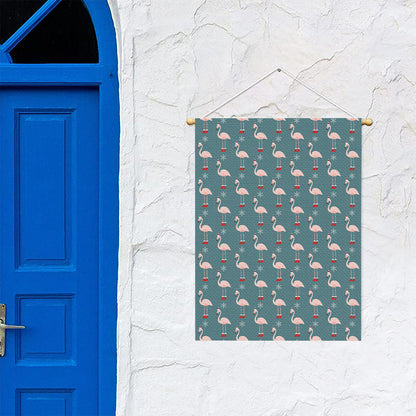 Christmas Snowy Flamingo Pattern Print Garden Flag