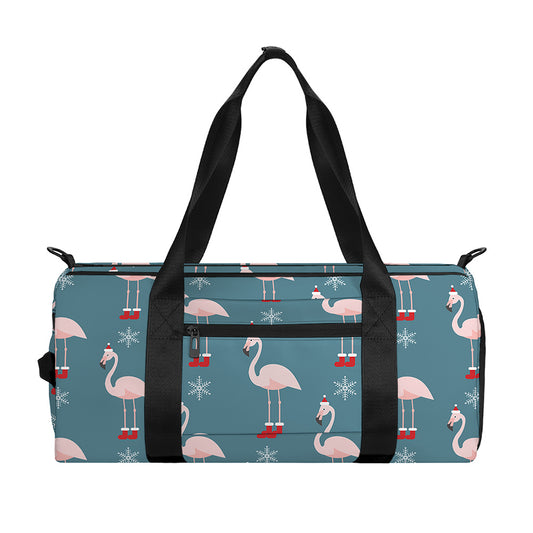 Christmas Snowy Flamingo Pattern Print Gym Bag
