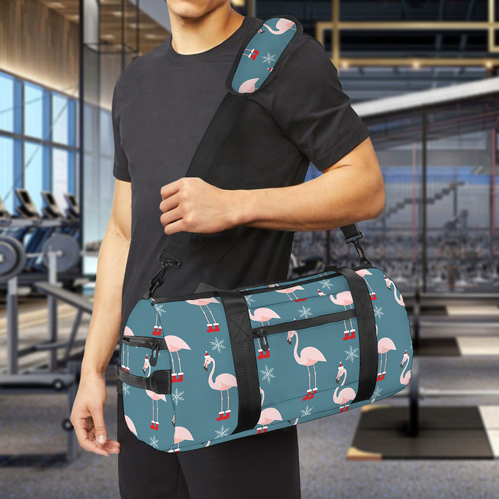 Christmas Snowy Flamingo Pattern Print Gym Bag