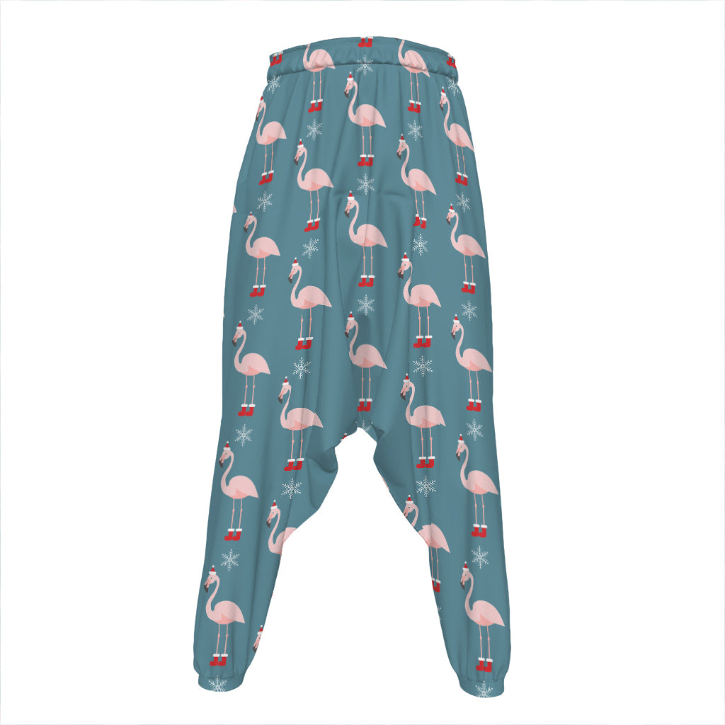 Christmas Snowy Flamingo Pattern Print Hammer Pants