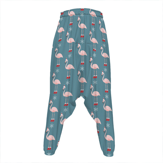 Christmas Snowy Flamingo Pattern Print Hammer Pants