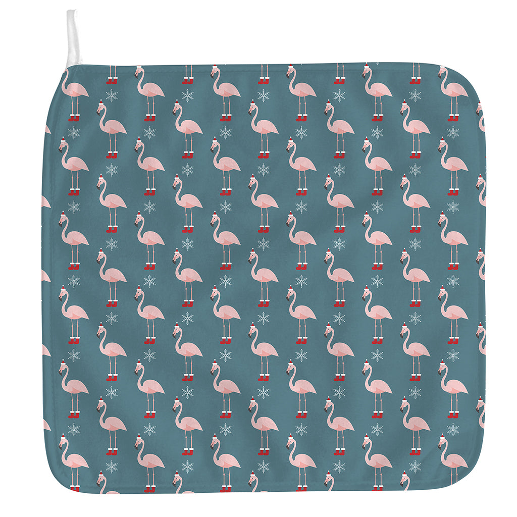 Christmas Snowy Flamingo Pattern Print Hand Towel