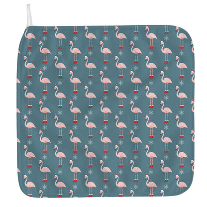 Christmas Snowy Flamingo Pattern Print Hand Towel