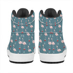 Christmas Snowy Flamingo Pattern Print High Top Leather Sneakers
