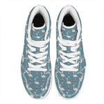 Christmas Snowy Flamingo Pattern Print High Top Leather Sneakers