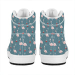 Christmas Snowy Flamingo Pattern Print High Top Leather Sneakers