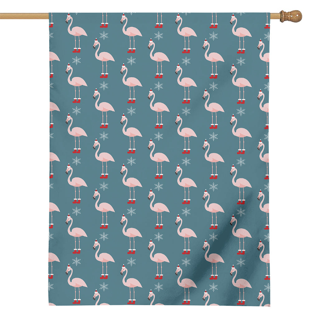 Christmas Snowy Flamingo Pattern Print House Flag