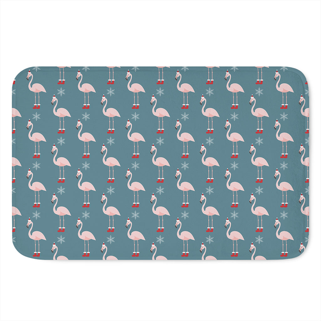Christmas Snowy Flamingo Pattern Print Indoor Door Mat