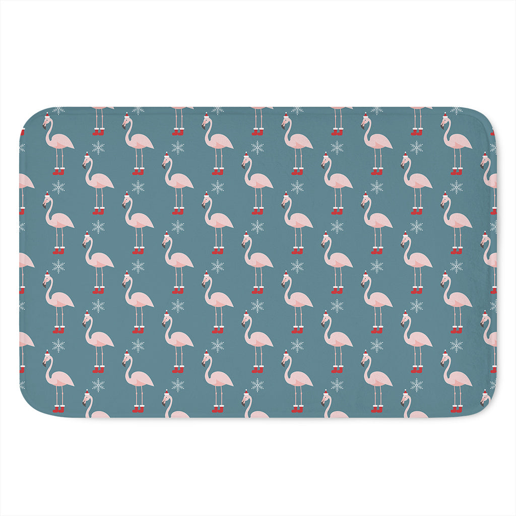 Christmas Snowy Flamingo Pattern Print Indoor Door Mat