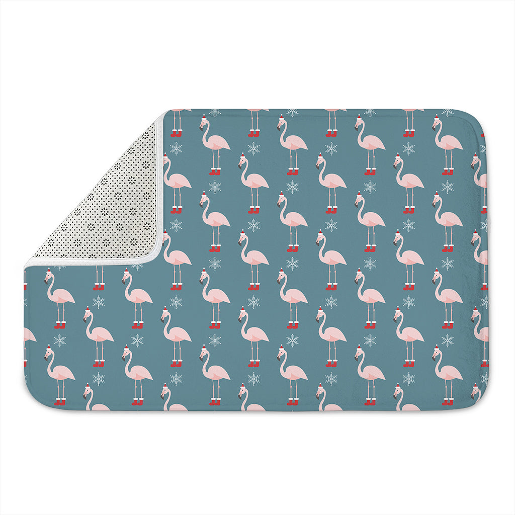 Christmas Snowy Flamingo Pattern Print Indoor Door Mat