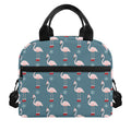Christmas Snowy Flamingo Pattern Print Insulated Lunch Bag