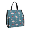 Christmas Snowy Flamingo Pattern Print Insulated Lunch Tote
