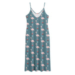 Christmas Snowy Flamingo Pattern Print Jersey Midi Cami Dress